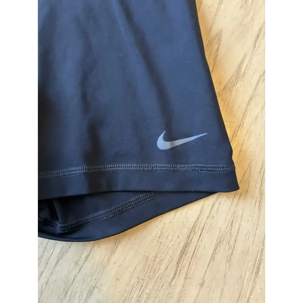 Nike Pro Dri Fit Women’s Mini Shorts Black XS Gym Running Grey Swoosh Logo 3”